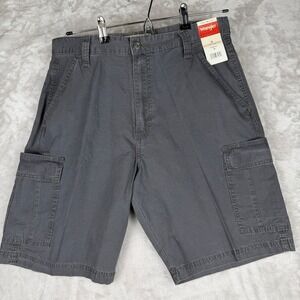 Wrangler Authentics Mens Cargo Shorts Gray Ripstop 10ZM6LSAH Size 34 NWT